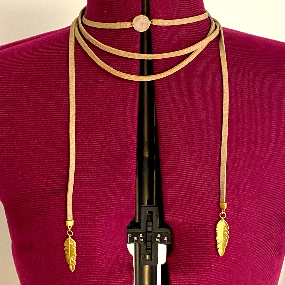 Beige wrap around necklace